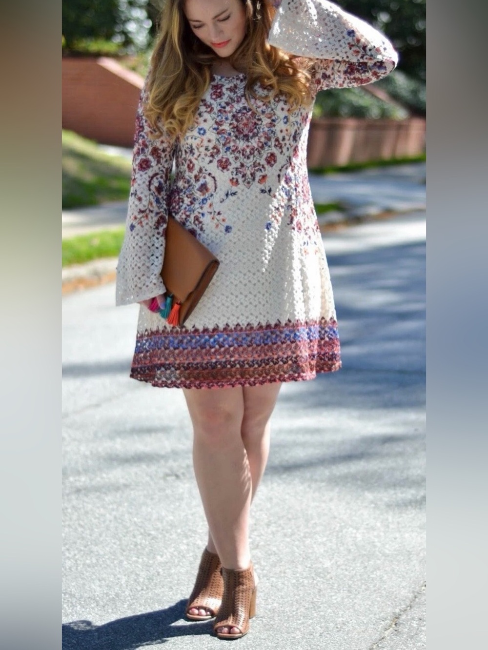 Colorful crochet printed Small dress New